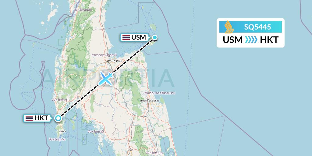 SQ5445 Singapore Airlines Flight Map: Koh Samui to Phuket