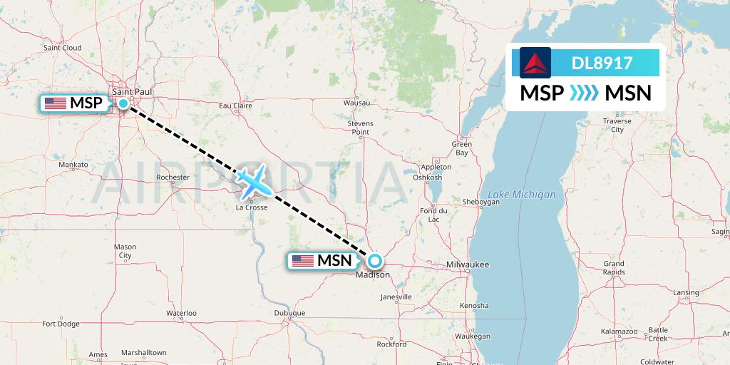 DL8917 Flight Status Delta Air Lines Minneapolis to Madison (DAL8917)
