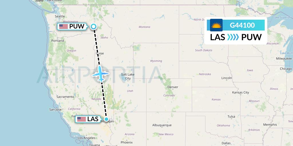 G44100 Allegiant Air Flight Map: Las Vegas to Pullman