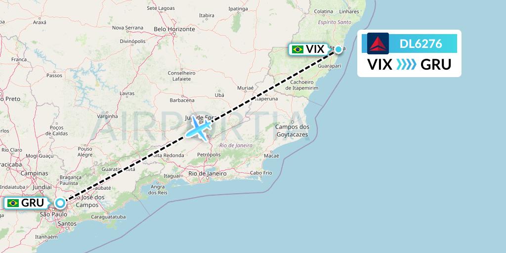 DL6276 Delta Air Lines Flight Map: Vitoria to Sao Paulo