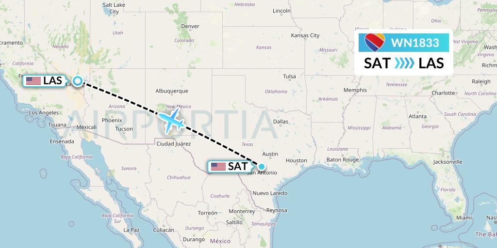 WN1833 Southwest Airlines Flight Map: San Antonio to Las Vegas