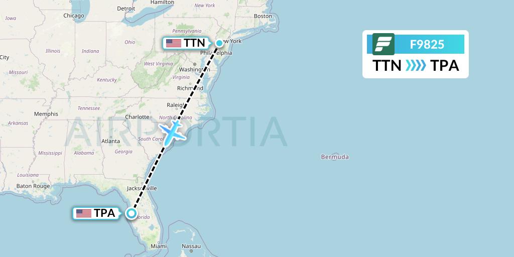 F9825 Flight Status Frontier Airlines Trenton to Tampa (FFT825)