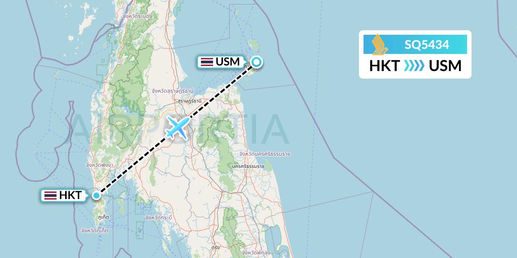 SQ5434 Singapore Airlines Flight Map: Phuket to Koh Samui
