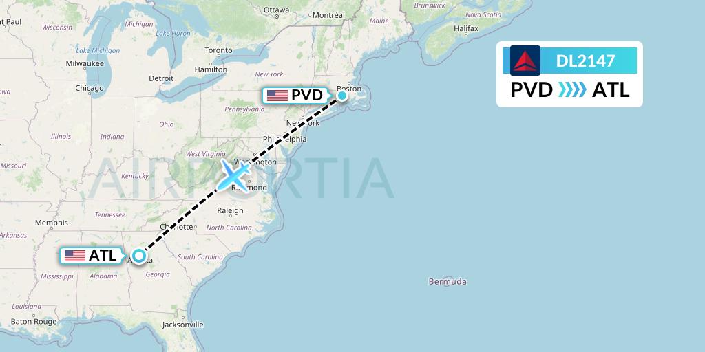 DL2147 Flight Status Delta Air Lines: Providence to Atlanta (DAL2147)
