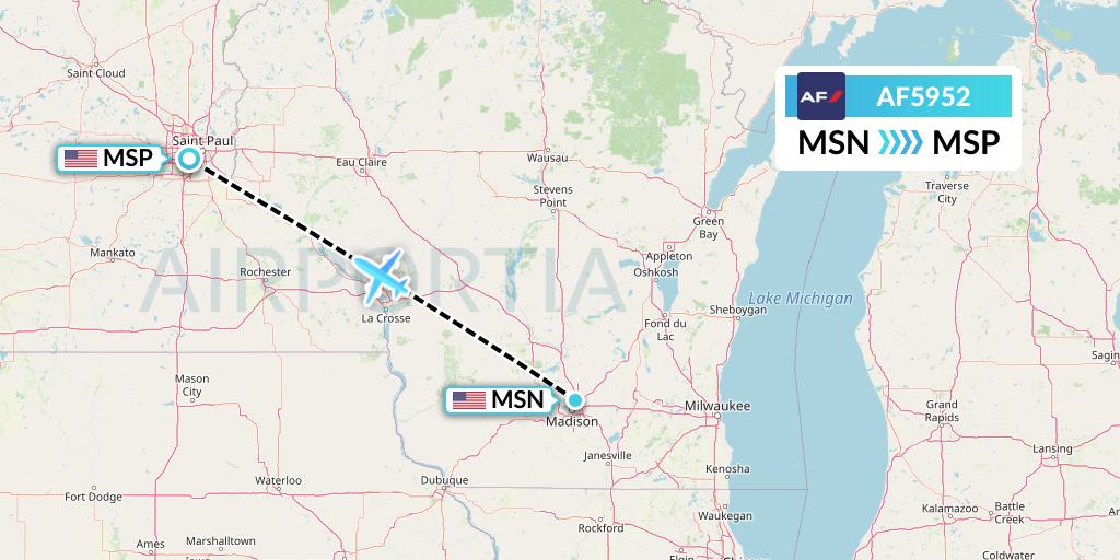 AF5952 Flight Status Air France Madison to Minneapolis (AFR5952)