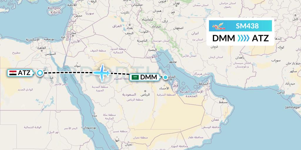 SM438 Air Cairo Flight Map: Dammam to Assiut