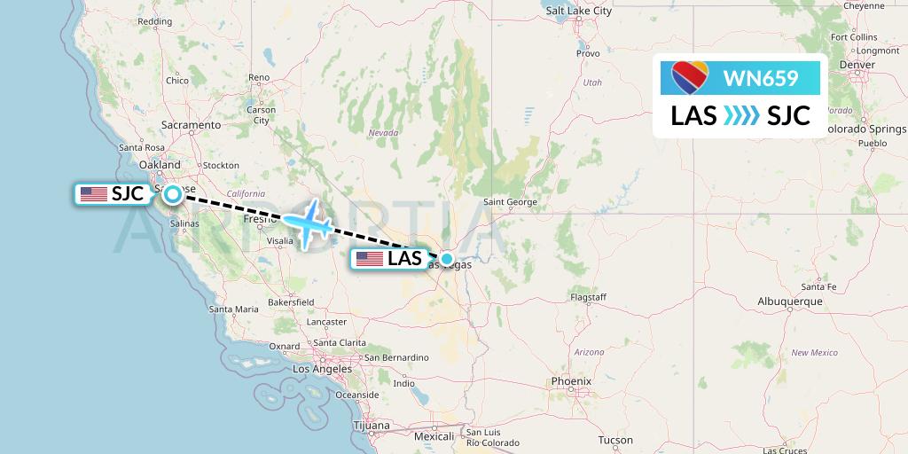 WN659 Southwest Airlines Flight Map: Las Vegas to San Jose