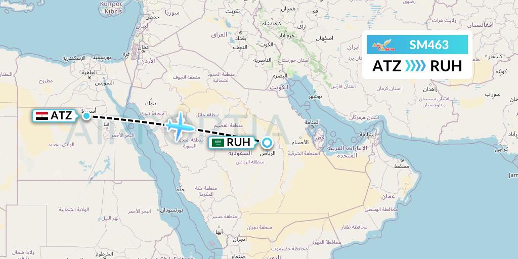 SM463 Air Cairo Flight Map: Assiut to Riyadh