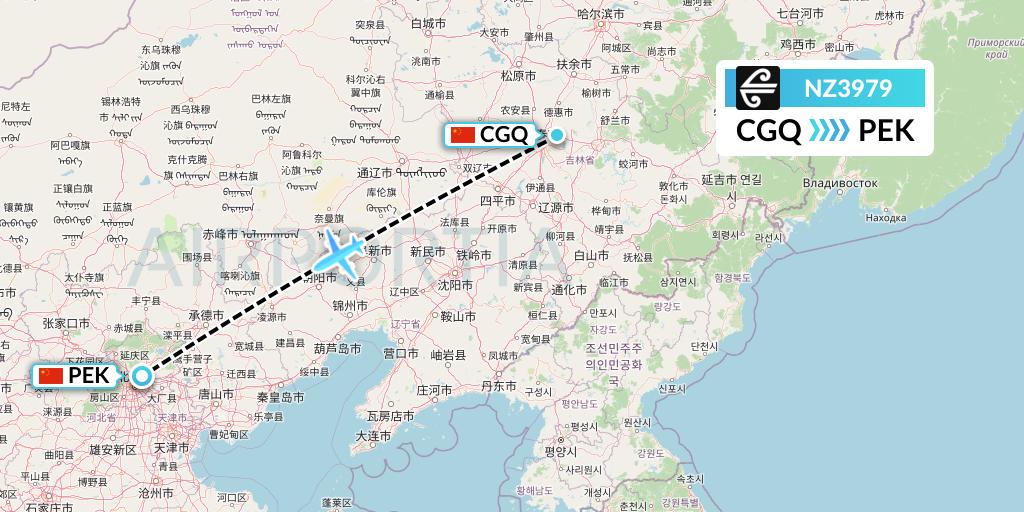 NZ3979 Air New Zealand Flight Map: Changchun to Beijing