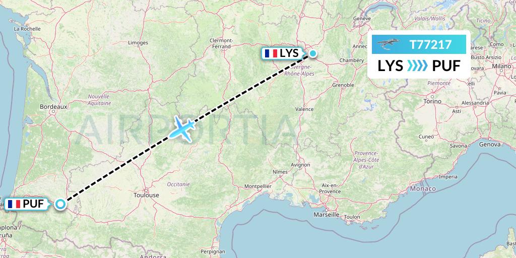 T77217 Twin Jet Flight Map: Lyon to Pau