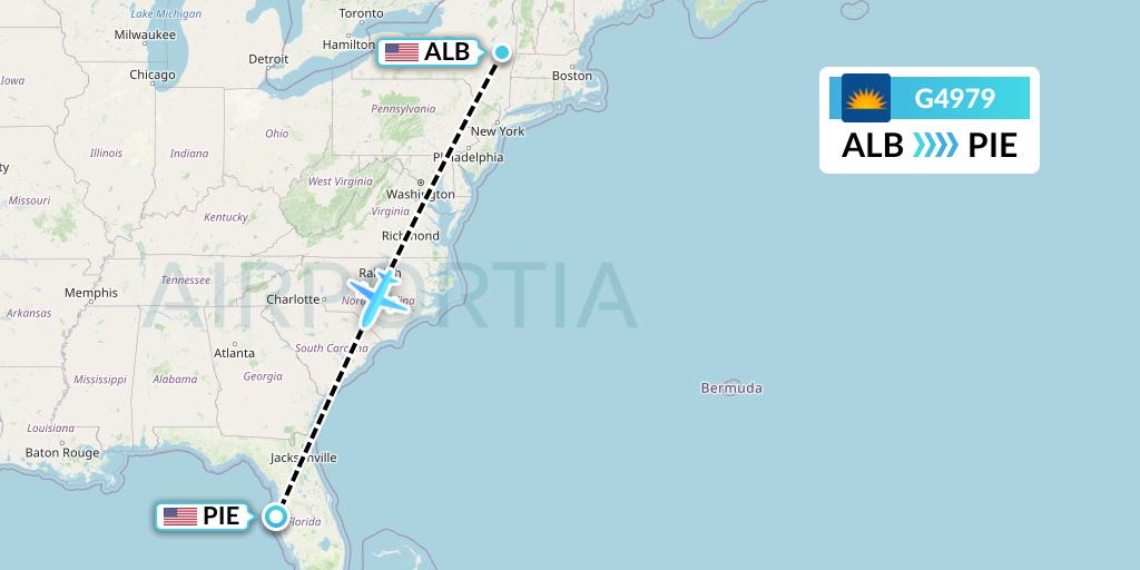 G4979 Allegiant Air Flight Map: Albany to St. Petersburg