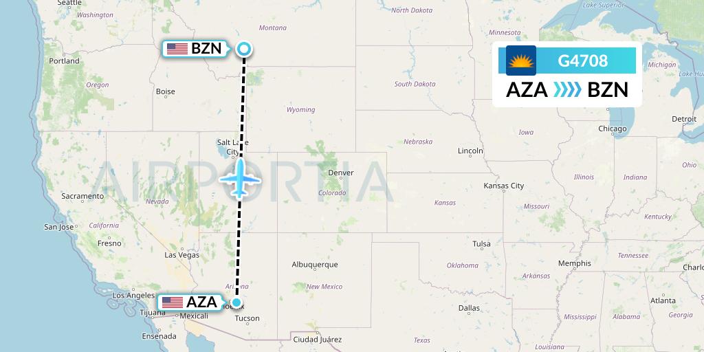 G4708 Allegiant Air Flight Map: Phoenix to Bozeman