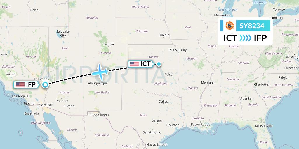 SY8234 Sun Country Airlines Flight Map: Wichita to Bullhead City