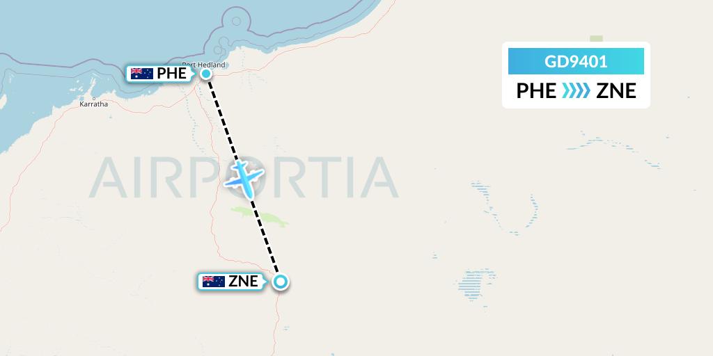 GD9401 Aviair Pty Ltd Flight Map: Port Hedland to Newman