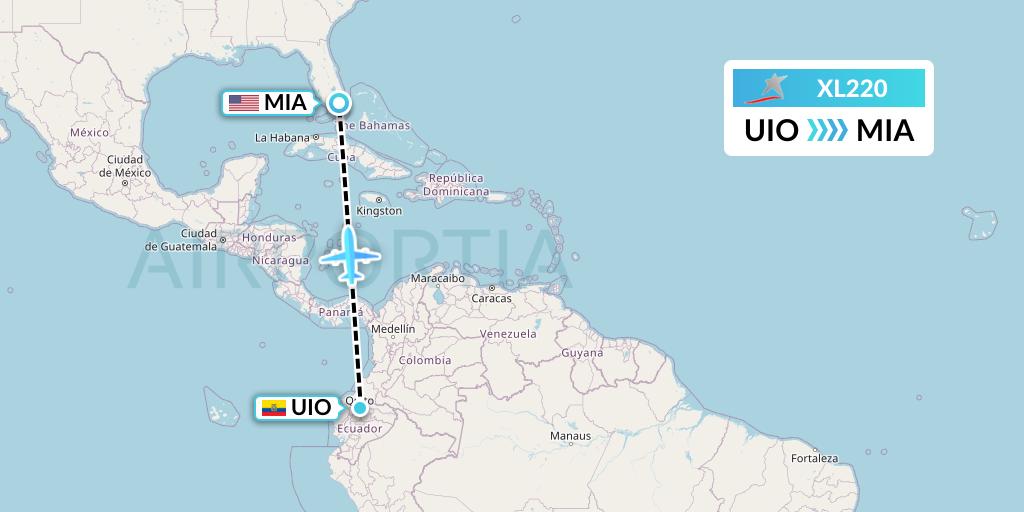 XL220 LATAM Airlines Ecuador Flight Map: Quito to Miami