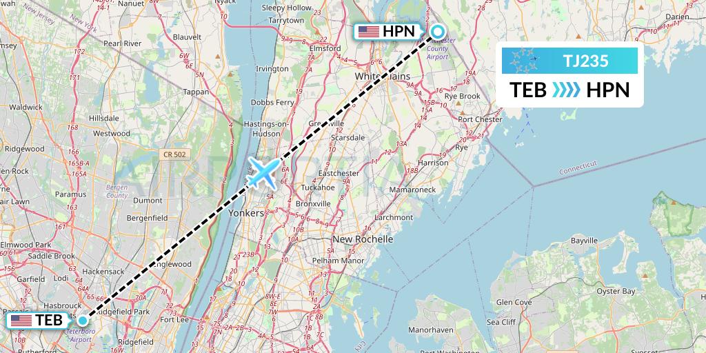 TJ235 Tradewind Aviation Flight Map: Teterboro to White Plains