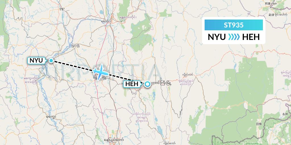 ST935 Air Thanlwin Flight Map: Nyaung U to Heho
