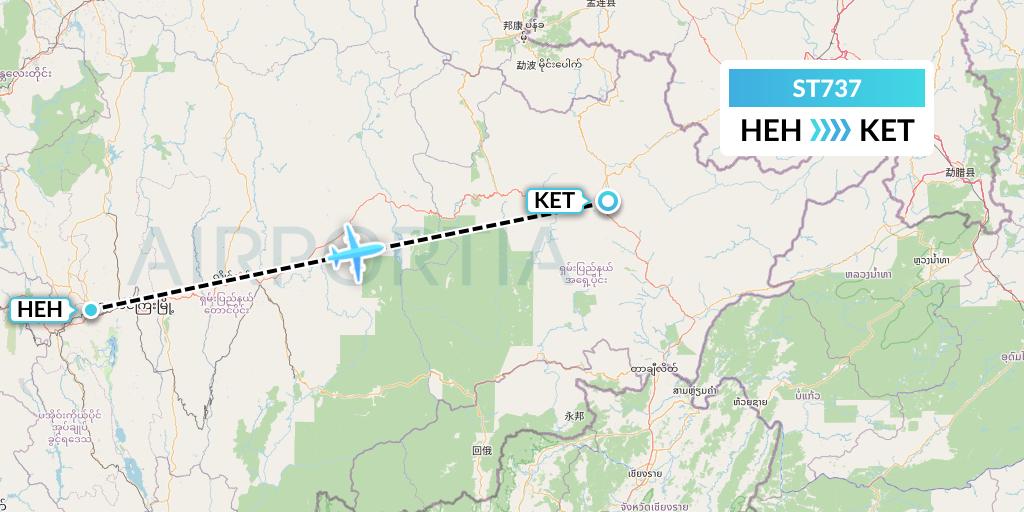 ST737 Air Thanlwin Flight Map: Heho to Kengtung