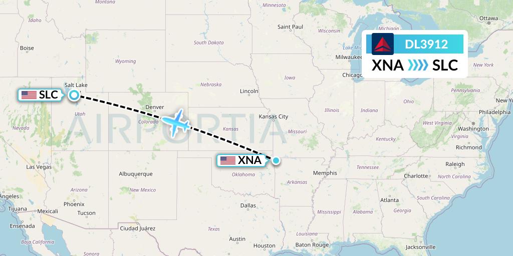 DL3912 Flight Status Delta Air Lines Bentonville to Salt Lake City