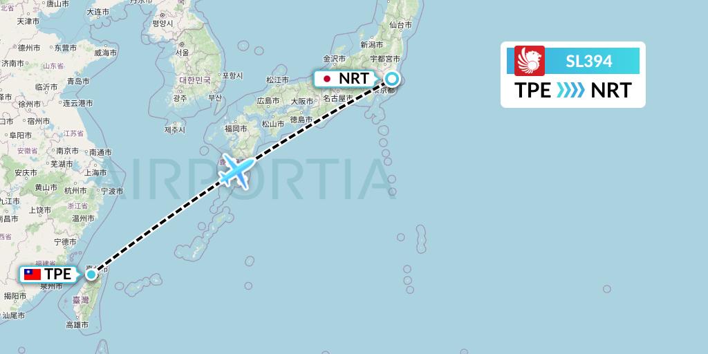SL394 Thai Lion Air Flight Map: Taipei to Tokyo