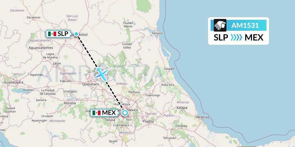 AM1531 Aeromexico Flight Map: San Luis Potosi to Mexico City