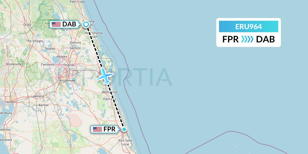ERU964 Embry-riddle Aeronautical University Flight Map: Fort Pierce to Daytona Beach