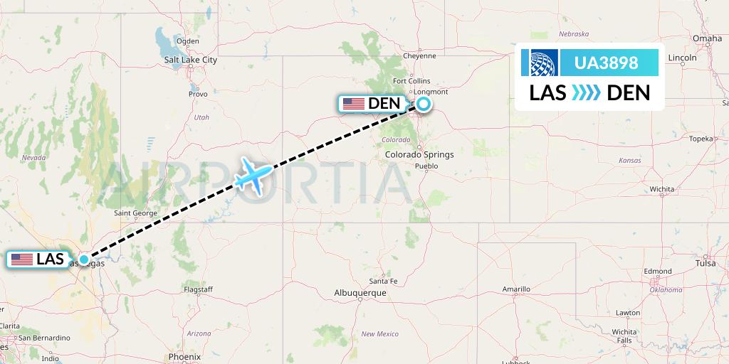 UA3898 United Airlines Flight Map: Las Vegas to Denver