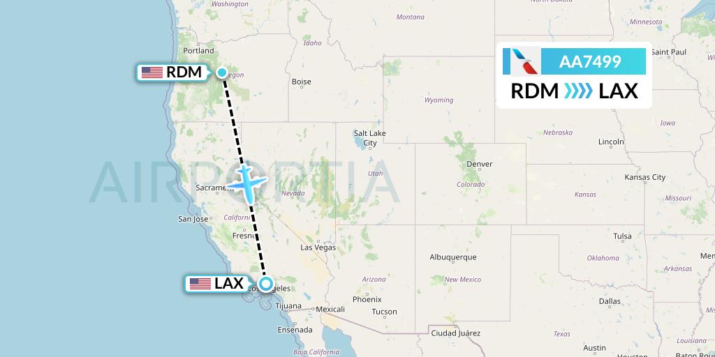 AA7499 American Airlines Flight Map: Redmond to Los Angeles