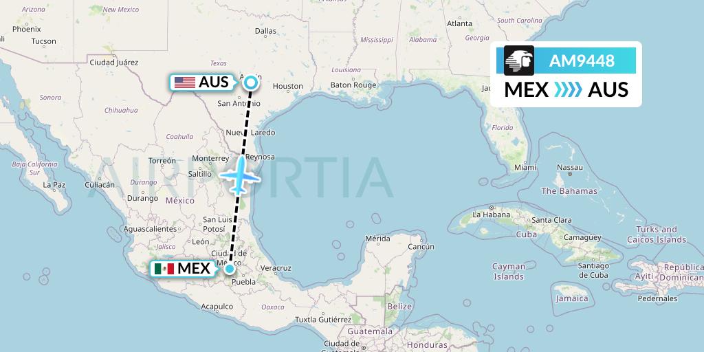 AM9448 Aeromexico Flight Map: Mexico City to Austin