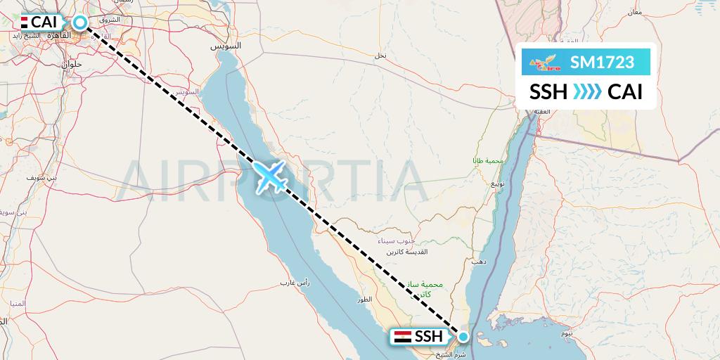 SM1723 Air Cairo Flight Map: Sharm el-Sheikh to Cairo