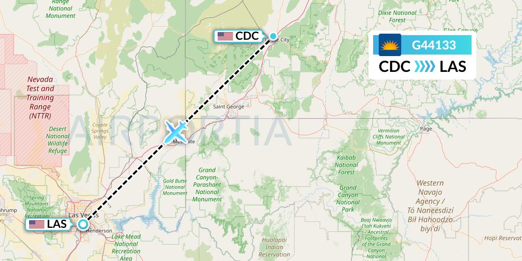 G44133 Allegiant Air Flight Map: Cedar City to Las Vegas