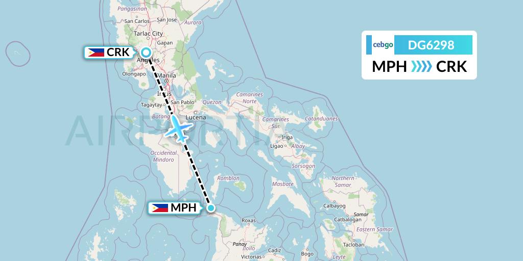 DG6298 Cebgo Flight Map: Caticlan to Angeles City