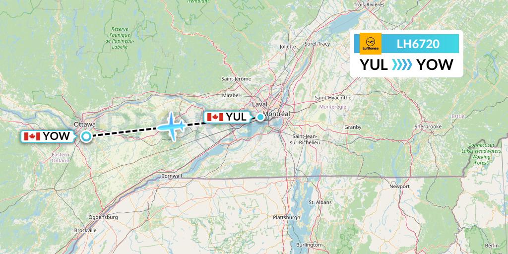 LH6720 Lufthansa Flight Map: Montreal to Ottawa