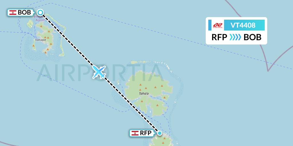 VT4408 Air Tahiti Flight Map: Raiatea to Bora Bora