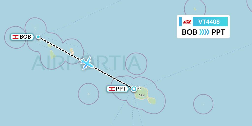 VT4408 Air Tahiti Flight Map: Bora Bora to Papeete