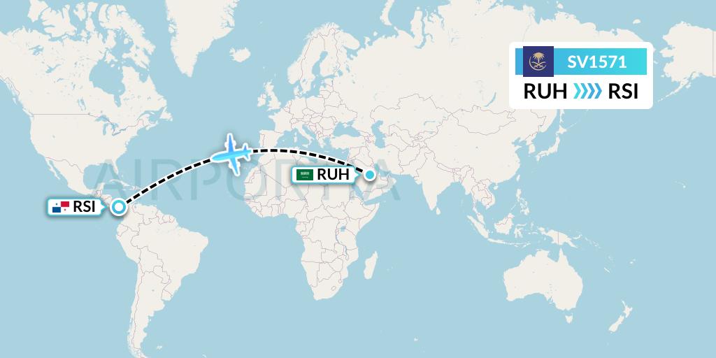 SV1571 Saudi Arabian Airlines Flight Map: Riyadh to Rio Sidra