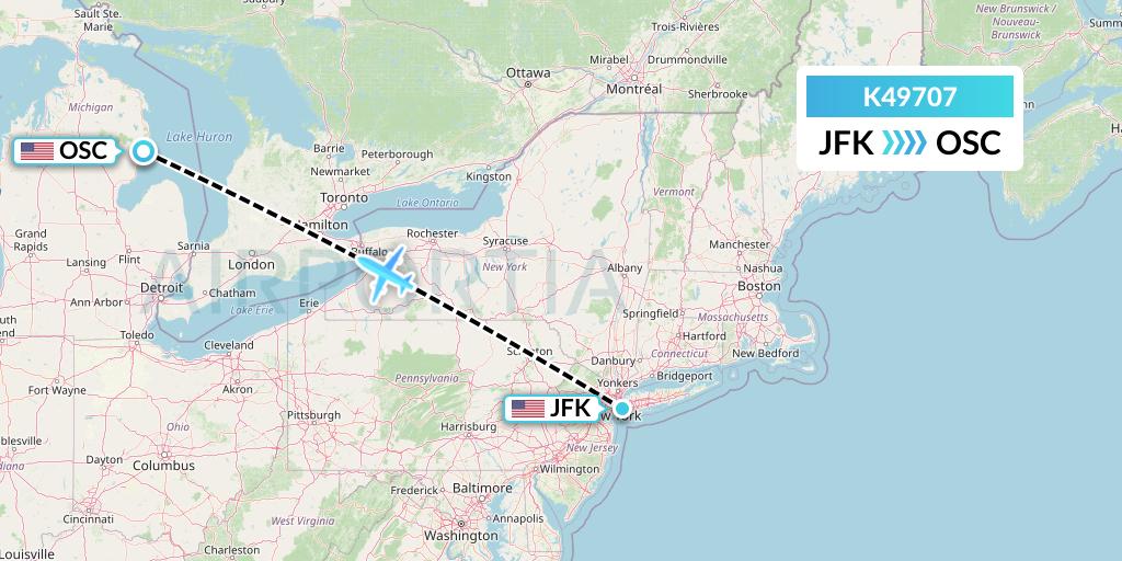 K49707 Kalitta Air Flight Map: New York to Oscoda