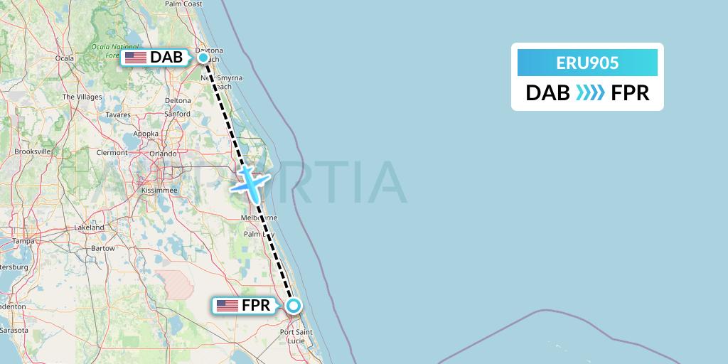 ERU905 Embry-riddle Aeronautical University Flight Map: Daytona Beach to Fort Pierce