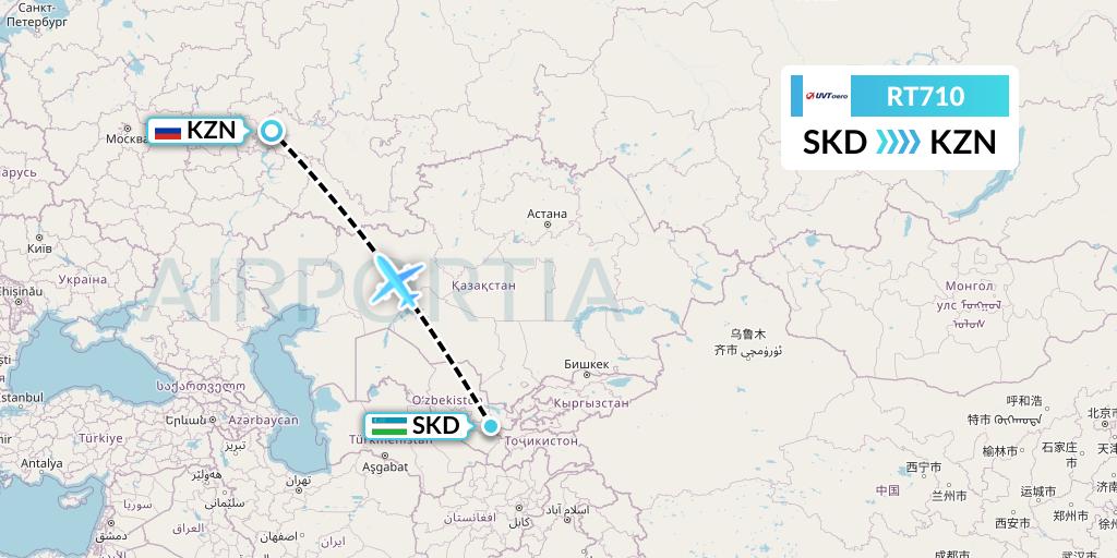 RT710 UVT aero Flight Map: Samarkand to Kazan