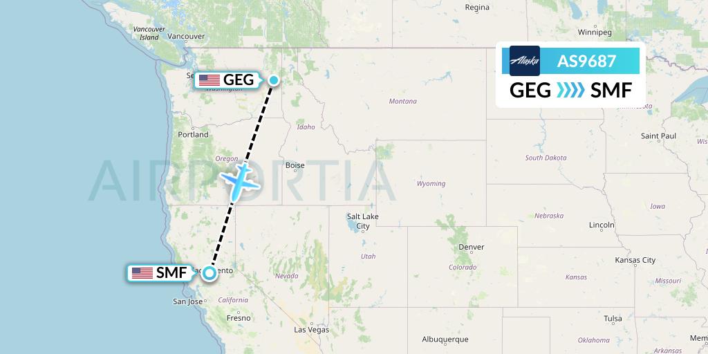 AS9687 Flight Status Alaska Airlines Spokane to Sacramento (ASA9687)