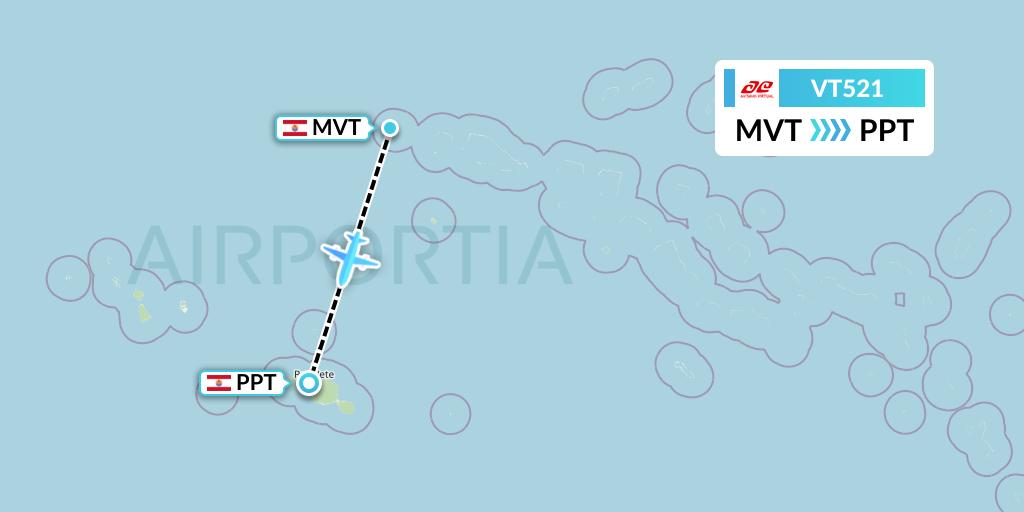 VT521 Air Tahiti Flight Map: Mataiva to Papeete