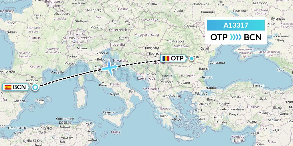 A13317 A.p.g. Distribution Systems Flight Map: Bucharest to Barcelona