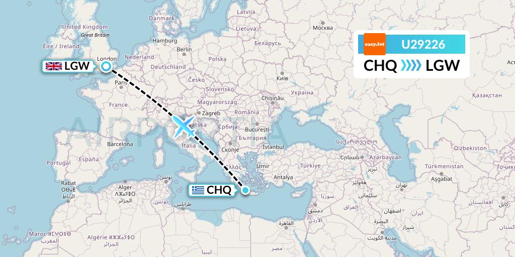 U29226 EasyJet Flight Map: Chania to London
