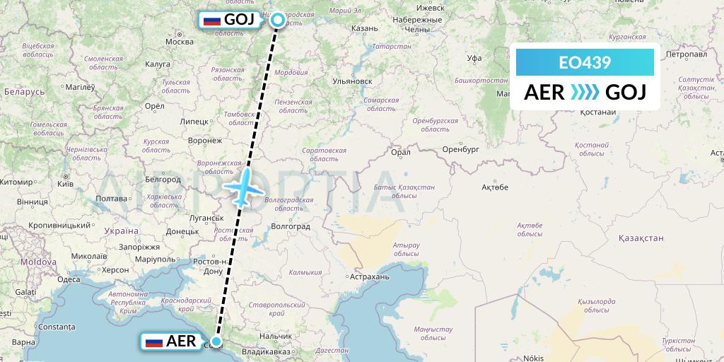 EO439 Pegas Fly Flight Map: Sochi to Nizhny Novgorod
