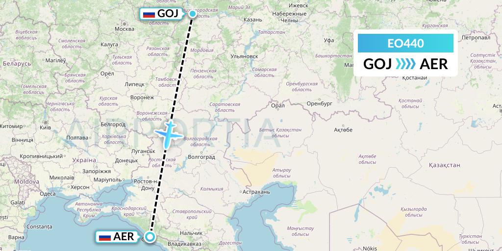 EO440 Pegas Fly Flight Map: Nizhny Novgorod to Sochi
