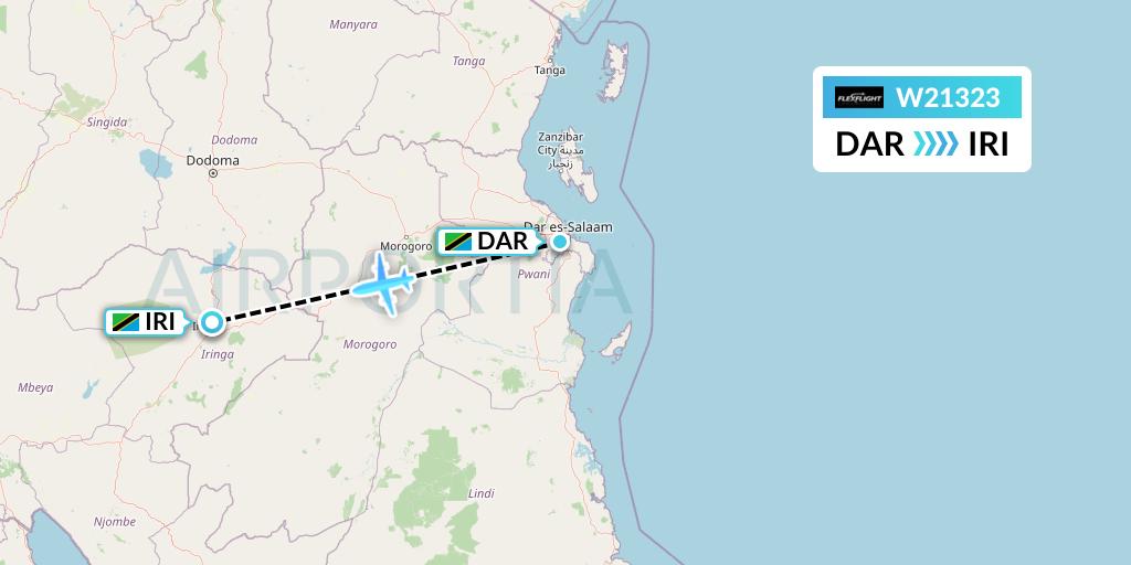 W21323 Flex Flight Flight Map: Dar-es-Salaam to Nduli