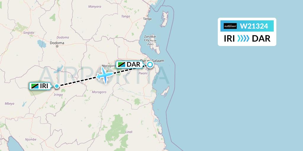 W21324 Flex Flight Flight Map: Nduli to Dar-es-Salaam