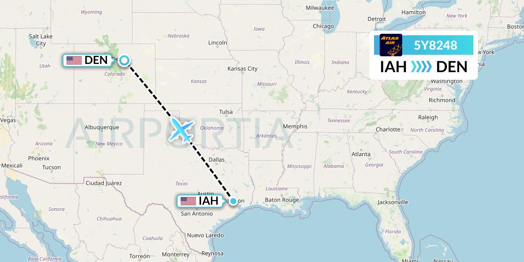 5Y8248 Atlas Air Flight Map: Houston to Denver