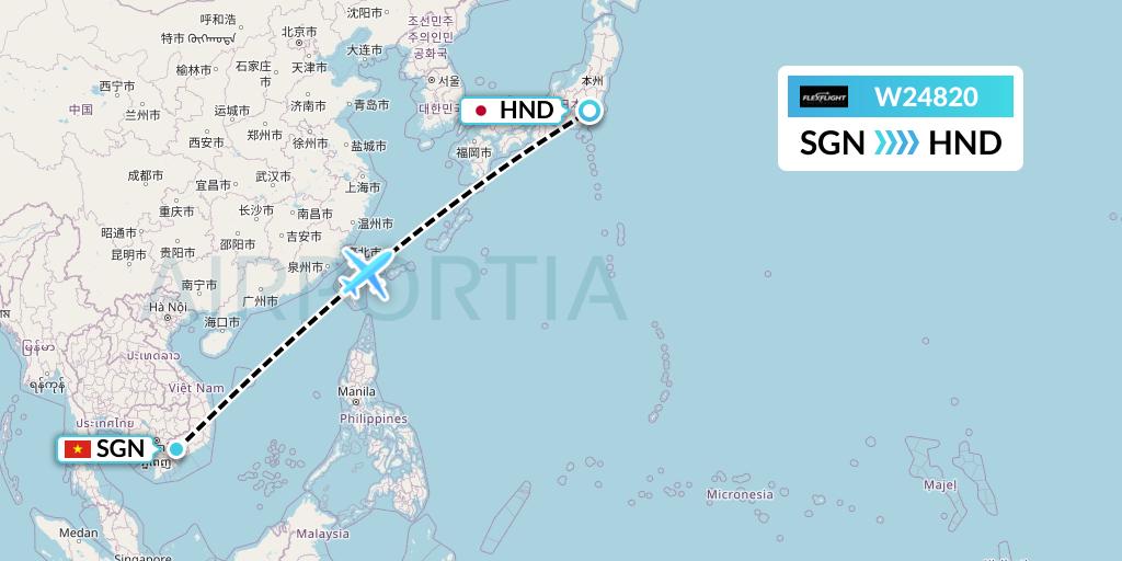 W24820 Flex Flight Flight Map: Ho Chi Minh City to Tokyo