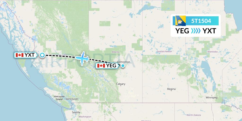 5T1504 Canadian North Flight Map: Edmonton to Terrace